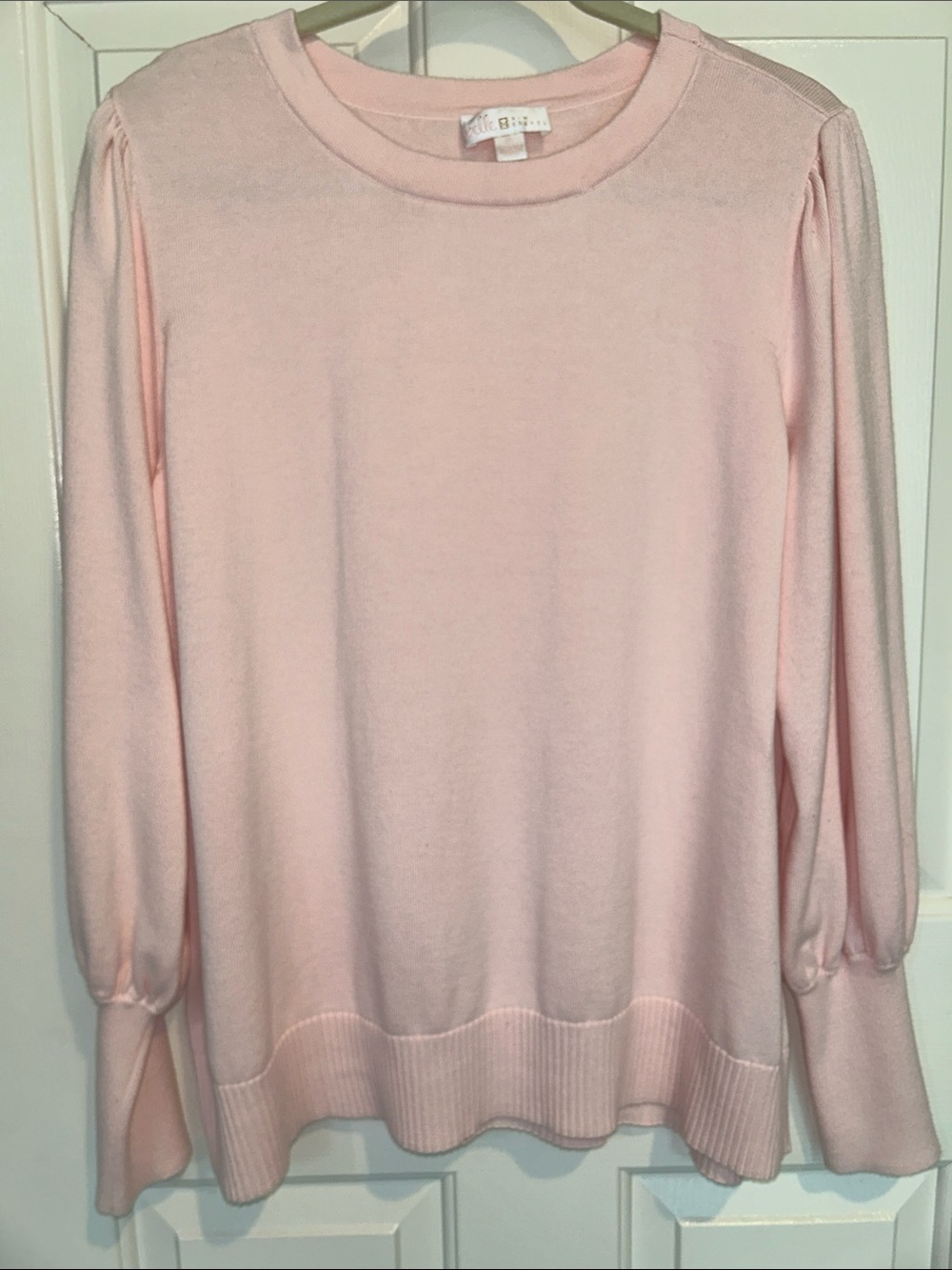 Belle by Kim Gravel Light Pink Crewneck Sweater